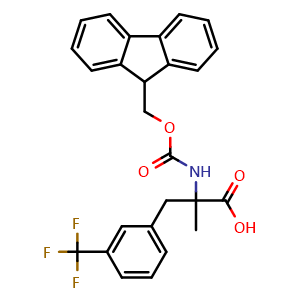 Chemical structure of N-Fmoc-3-(trifluoromethyl)-a-methyl-DL-phenylalanine , CAS 2354332-65-1, AChemBlock Y234798