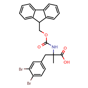 Chemical structure of N-Fmoc-3,4-dibromo-a-methyl-DL-phenylalanine , CAS 2353941-15-6, AChemBlock Y234810