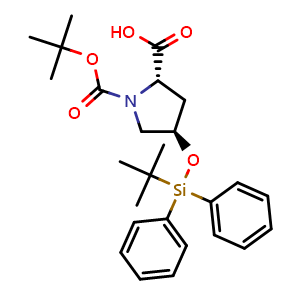 Chemical structure of (4R)-1-Boc-4-tert-butyldiphenylsilyloxy-L-proline , CAS 1357471-22-7, AChemBlock Y234825