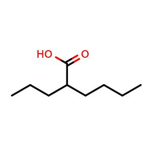 Chemical structure of 2-Propylhexanoic acid , CAS 3274-28-0, AChemBlock Y234835