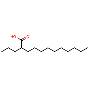 Chemical structure of 2-Propyldodecanoic acid , CAS 101452-98-6, AChemBlock Y234839