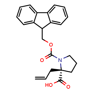 Chemical structure of N-Fmoc-(S)-2-allyl-pyrrolidine-2-carboxylic acid , CAS 2760464-19-3, AChemBlock Y234852