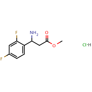Chemical structure of Methyl 3-amino-3-(2,4-difluorophenyl)propanoate HCl , CAS 1333750-44-9, AChemBlock Y234855
