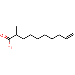 Chemical structure of 2-Methyldec-9-enoic acid , CAS 1430812-75-1, AChemBlock Y234863