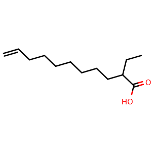 Chemical structure of 2-Ethylundec-10-enoic acid , CAS 82621-55-4, AChemBlock Y234874