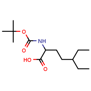 Chemical structure of Boc-2-amino-5-ethyl-heptanoic acid , CAS 2352027-88-2, AChemBlock Y234886