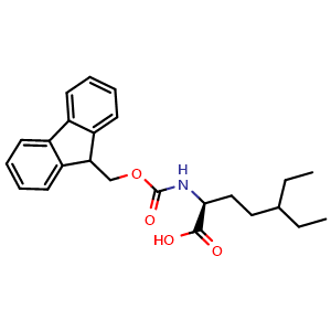 Chemical structure of Fmoc-(S)-2-amino-5-ethyl-heptanoic acid , CAS 2350730-58-2, AChemBlock Y234887