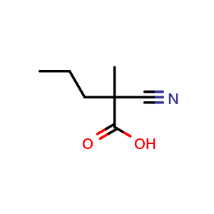 Chemical structure of 2-Cyano-2-methylpentanoic acid , CAS 82295-37-2, AChemBlock Y234896