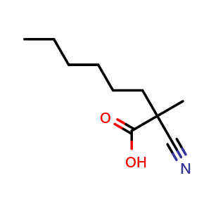 Chemical structure of 2-Cyano-2-methyloctanoic acid , CAS 82295-41-8, AChemBlock Y234906
