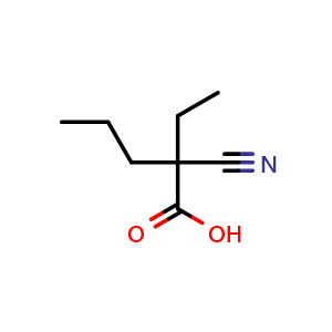 Chemical structure of 2-Cyano-2-ethylpentanoic acid , CAS 56344-79-7, AChemBlock Y234907