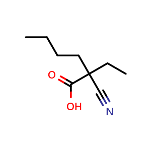 Chemical structure of 2-Cyano-2-ethylhexanoic acid , CAS 859808-76-7, AChemBlock Y234909