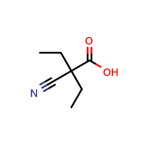 Chemical structure of 2-Cyano-2-ethylbutanoic acid , CAS 4386-07-6, AChemBlock Y234910