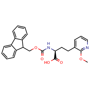 Chemical structure of N-Fmoc-(S)-2-amino-4-(2-methoxypyridin-3-yl)butanoic acid , CAS 2349667-40-7, AChemBlock Y234919