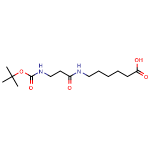 Chemical structure of 6-(3-Boc-aminopropanamido)hexanoic acid , CAS 1836152-06-7, AChemBlock Y234933