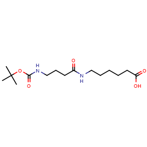 Chemical structure of 6-(4-Boc-aminobutanamido)hexanoic acid , CAS 1839257-25-8, AChemBlock Y234940