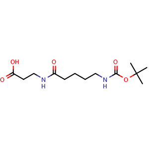 Chemical structure of 3-(5-Boc-aminopentanamido)propanoic acid , CAS 125469-82-1, AChemBlock Y234943