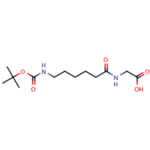 Chemical structure of 2-(6-Boc-aminohexanamido)acetic acid , CAS 748151-75-9, AChemBlock Y234945