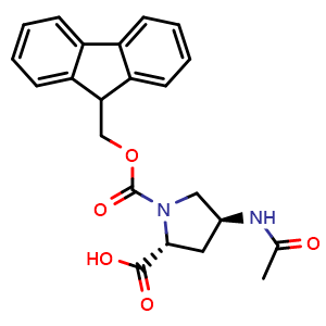 Chemical structure of (4S)-4-(Acetyl-amino)-1-Fmoc-D-proline , CAS 458547-14-3, AChemBlock Y234962