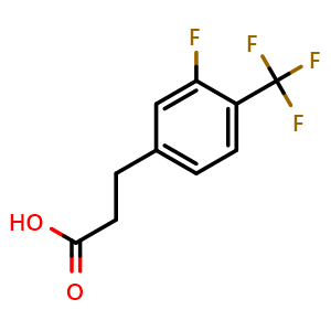 Chemical structure of 3-Fluoro-4-(trifluoromethyl)benzenepropanoic acid , CAS 916420-40-1, AChemBlock Y234998