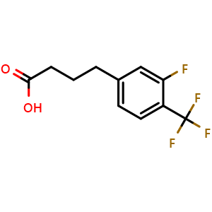 Chemical structure of 3-Fluoro-4-(trifluoromethyl)benzenebutanoic acid , CAS 2353584-26-4, AChemBlock Y234999