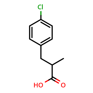Chemical structure of 3-(4-Chlorophenyl)-2-methylpropanoic acid , CAS 1012-17-5, AChemBlock Y235003