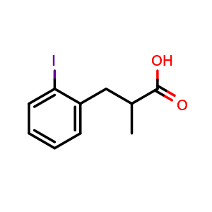 Chemical structure of 3-(2-Iodophenyl)-2-methylpropanoic acid , CAS 2353877-96-8, AChemBlock Y235004