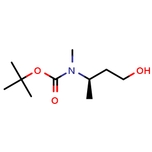 Chemical structure of N-Boc-(R)-3-(methylamino)butan-1-ol , CAS 914461-61-3, AChemBlock Y235016