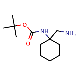 Chemical structure of 1-(Aminomethyl)-1-(Boc-amino)cyclohexane , CAS 864943-63-5, AChemBlock Y235028