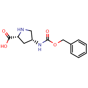 Chemical structure of (4R)-4-(Cbz-amino)-D-proline , CAS 1279038-31-1, AChemBlock Y235046