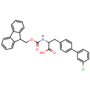 Chemical structure of N-Fmoc-4-(3-chlorophenyl)-DL-phenylalanine , CAS 2700403-98-9, AChemBlock Y235047