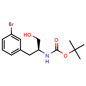 Chemical structure of N-Boc-(S)-b-amino-3-bromobenzenepropanol , CAS 468740-94-5, AChemBlock Y235070