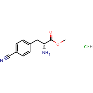 Chemical structure of 4-Cyano-D-phenylalanine methyl ester hydrochloride , CAS 189889-91-6, AChemBlock Y235072