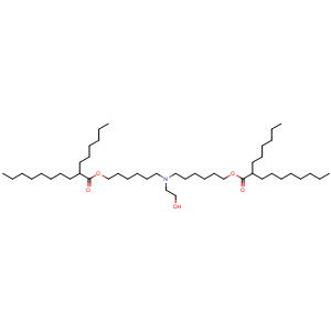 Chemical structure of 1,1'-[[(2-Hydroxyethyl)imino]di-6,1-hexanediyl] bis(2-hexyldecanoate) , CAS 2036272-94-1, AChemBlock Y235077