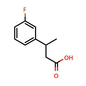 Chemical structure of 3-(3-Fluorophenyl)butanoic acid , CAS 1042815-12-2, AChemBlock Y235084
