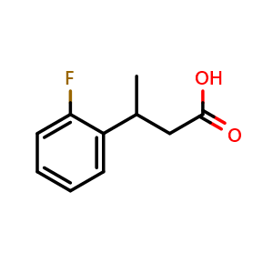 Chemical structure of 3-(2-Fluorophenyl)butanoic acid , CAS 1042815-30-4, AChemBlock Y235086