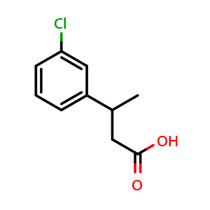 Chemical structure of 3-(3-Chlorophenyl)butanoic acid , CAS 1226163-60-5, AChemBlock Y235088