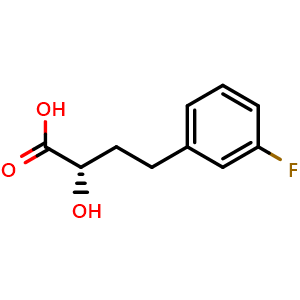 Chemical structure of (2S)-4-(3-Fluorophenyl)-2-hydroxy-butanoic acid , CAS 1327337-54-1, AChemBlock Y235097