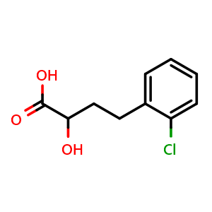 Chemical structure of 4-(2-Chlorophenyl)-2-hydroxy-butanoic acid , CAS 1785161-41-2, AChemBlock Y235106