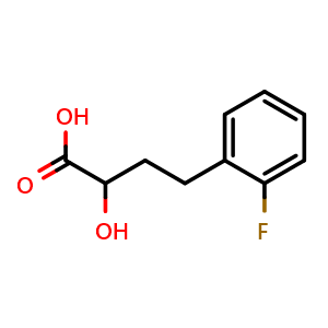 Chemical structure of 4-(2-Fluorophenyl)-2-hydroxy-butanoic acid , CAS 1378711-80-8, AChemBlock Y235107