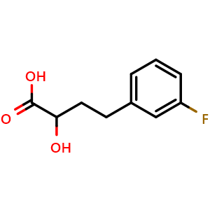 Chemical structure of 4-(3-Fluorophenyl)-2-hydroxy-butanoic acid , CAS 1378848-29-3, AChemBlock Y235110