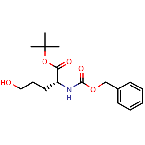 Chemical structure of N-Cbz-5-hydroxy-D-norvaline tert-butyl ester , CAS 125076-26-8, AChemBlock Y235116