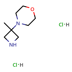 Chemical structure of 3-Methyl-3-morpholino-azetidine dihydrochloride , CAS 1152111-52-8, AChemBlock Y235134