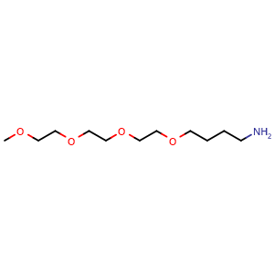 Chemical structure of 4-[2-[2-(2-Methoxyethoxy)ethoxy]ethoxy]-1-butanamine , CAS 1565555-12-5, AChemBlock Y235155