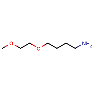 Chemical structure of 4-(2-Methoxyethoxy)-1-butanamine , CAS 1016723-60-6, AChemBlock Y235157
