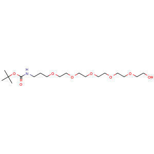 Chemical structure of BocNH-PPG1-PEG5-OH , CAS 2525469-14-9, AChemBlock Y235159