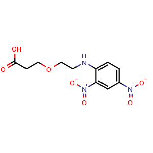 Chemical structure of 3-[2-(2,4-Dinitrophenyl-amino)ethoxy]propanoic acid , CAS 2088570-82-3, AChemBlock Y235175