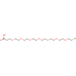 Chemical structure of 3-[(20-Mercapto-3,6,9,12,15,18-hexaoxaeicos-1-yl)oxy]propanoic acid , CAS 2755121-32-3, AChemBlock Y235185