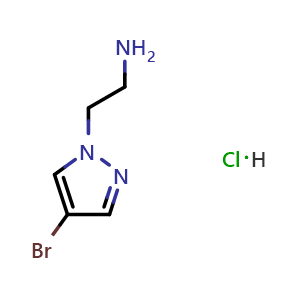 Chemical structure of 4-Bromo-pyrazole-1-ethanamine hydrochloride , CAS 663941-75-1, AChemBlock Y235188