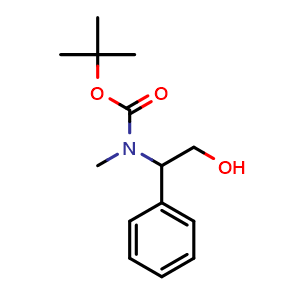 Chemical structure of N-Boc-2-(methylamino)-2-phenylethanol , CAS 1824256-71-4, AChemBlock Y235191