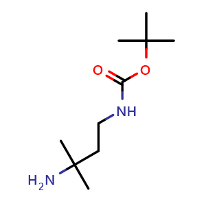 Chemical structure of N-(3-Amino-3-methylbutyl)carbamic acid tert-butyl ester , CAS 880100-30-1, AChemBlock Y235198